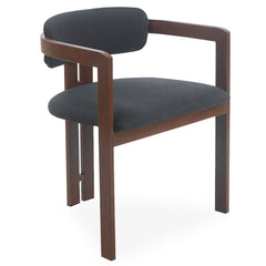 Lot de 2 chaises Cogedla métal effet bois foncé et tissu anthracite