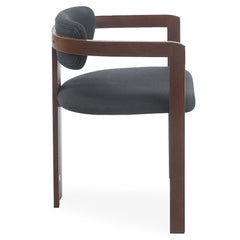 Lot de 2 chaises Cogedla métal effet bois foncé et tissu anthracite