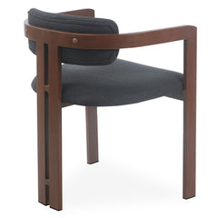 Lot de 2 chaises Cogedla métal effet bois foncé et tissu anthracite