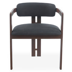 Lot de 2 chaises Cogedla métal effet bois foncé et tissu anthracite