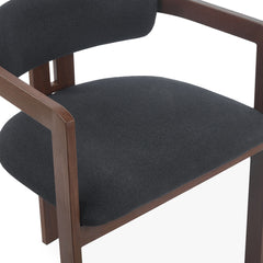Lot de 2 chaises Cogedla métal effet bois foncé et tissu anthracite