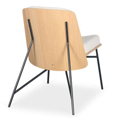 Fauteuil Brenyo en bois clair et tissu bouclette crème