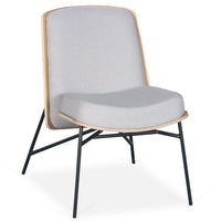 Fauteuil Brenyo en bois et tissu gris clair