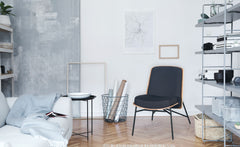 Fauteuil Brenyo bois clair et tissu noir