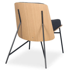 Fauteuil Brenyo bois clair et tissu noir