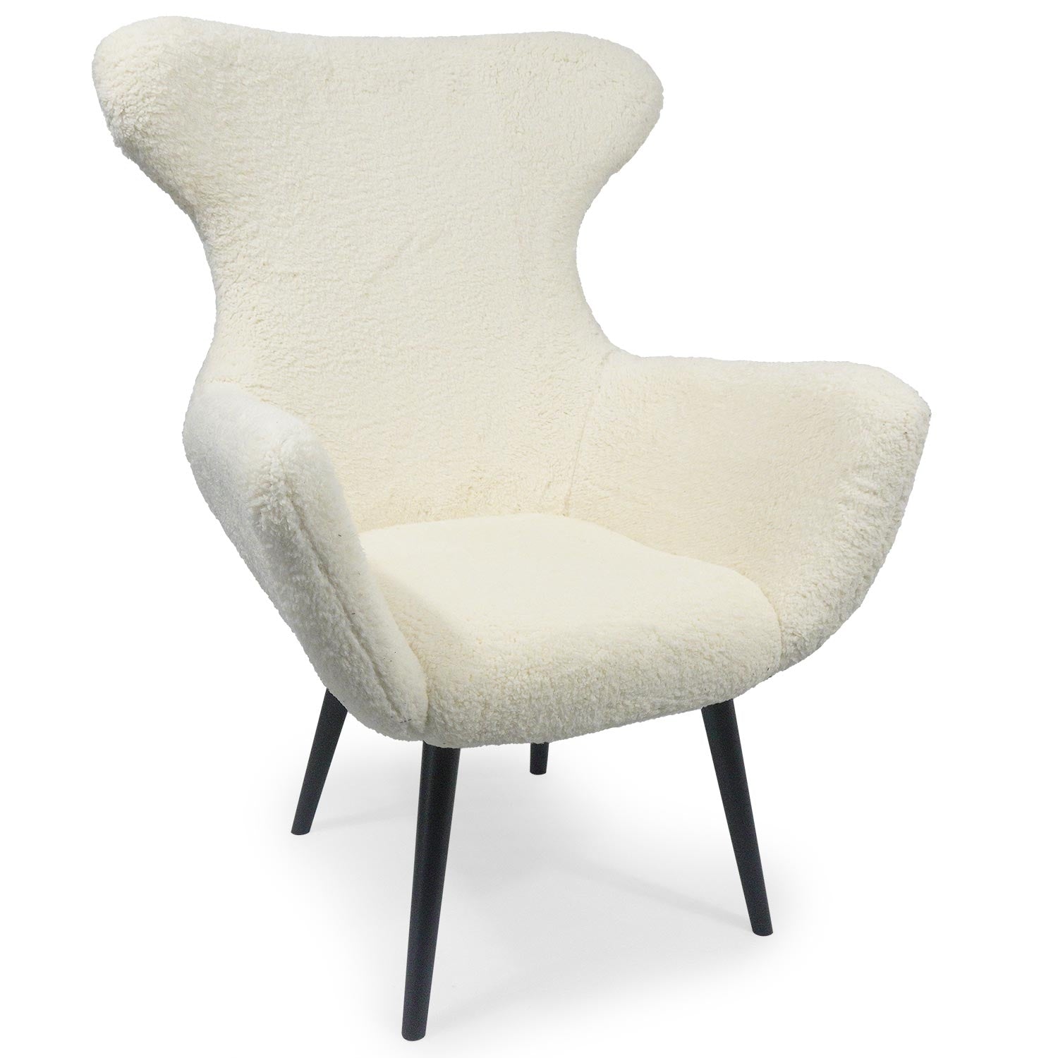 Fauteuil Geo Tissu Crème Pieds Noir
