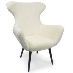 Fauteuil Geo Tissu Crème Pieds Noir