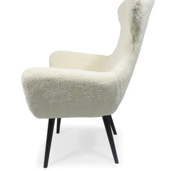 Fauteuil Geo Tissu Crème Pieds Noir