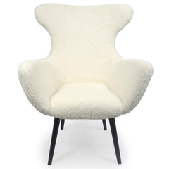 Fauteuil Geo Tissu Crème Pieds Noir