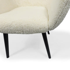 Fauteuil Geo Tissu Crème Pieds Noir