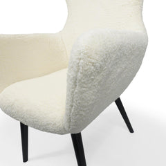 Fauteuil Geo Tissu Crème Pieds Noir