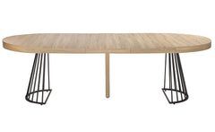 Table extensible ronde Axeline chêne clair pieds noir