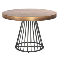 Table extensible ronde en bois noisette avec pieds noirs