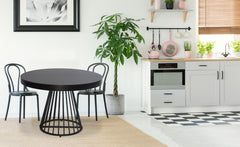 Table ronde extensible noire avec rallonges