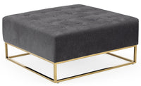 Pouf carré en tissu gris foncé avec pieds dorés