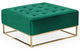 Pouf carré velours vert pieds métal doré