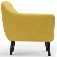 Vue de profil du fauteuil scandinave Fidelio Tissu Jaune