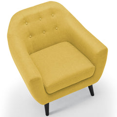 Magnifique fauteuil scandinave en tissu jaune Fidelio