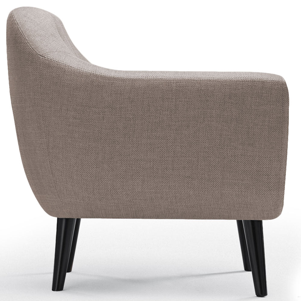 Fauteuil nordique scandinave tissu taupe Fidelio
