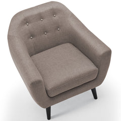 Très beau fauteuil nordique tissu taupe Fidelio