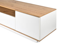 Meuble TV Bisane bois clair et blanc L180 cm design linéaire
