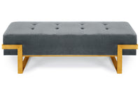 Banquette Istanbul en velours argent avec pieds dorés
