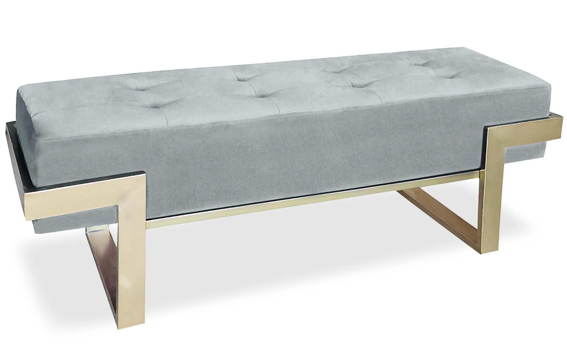 Banquette Istanbul Velours Argent Pieds Or