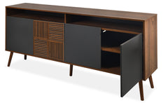 Buffet avec portes battantes Bitian en bois foncé et gris