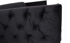 Canapé 2 places en velours noir capitonné