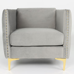 Fauteuil en velours Ashile argent