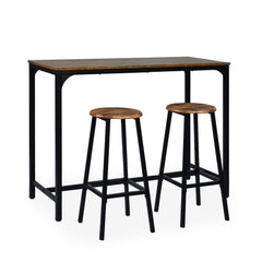 Table de bar avec tabourets Céline en bois et métal noir
