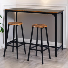 Table de bar avec tabourets Céline en bois et métal noir