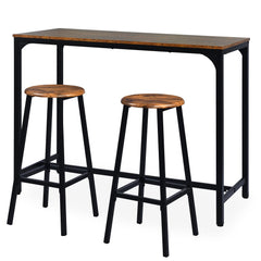 Table de bar avec tabourets Céline en bois et métal noir