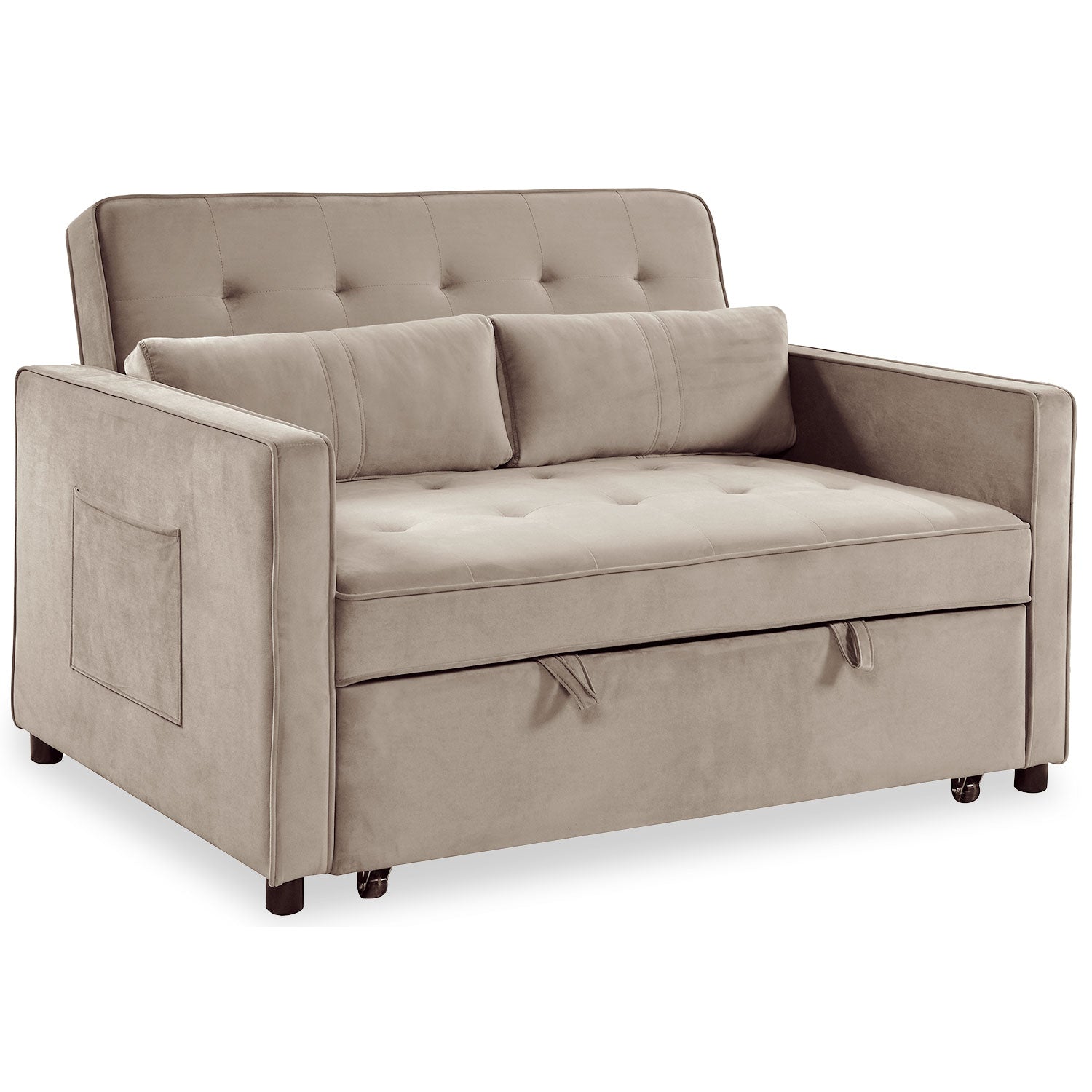 Canapé convertible 2 places Komaria Velours Beige