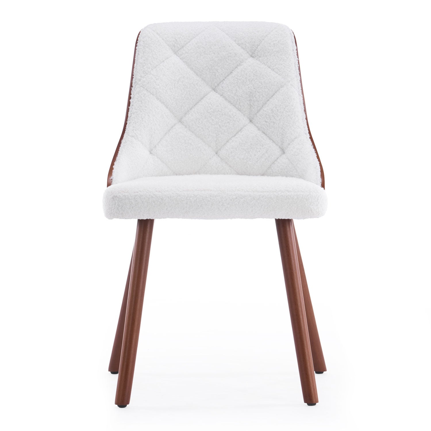 Lot de 2 chaises scandinaves Lalix Bois Noisette & Tissu bouclette Crème