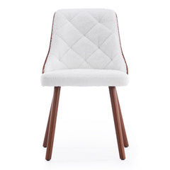 Lot de 2 chaises scandinaves Lalix Bois Noisette & Tissu bouclette Crème