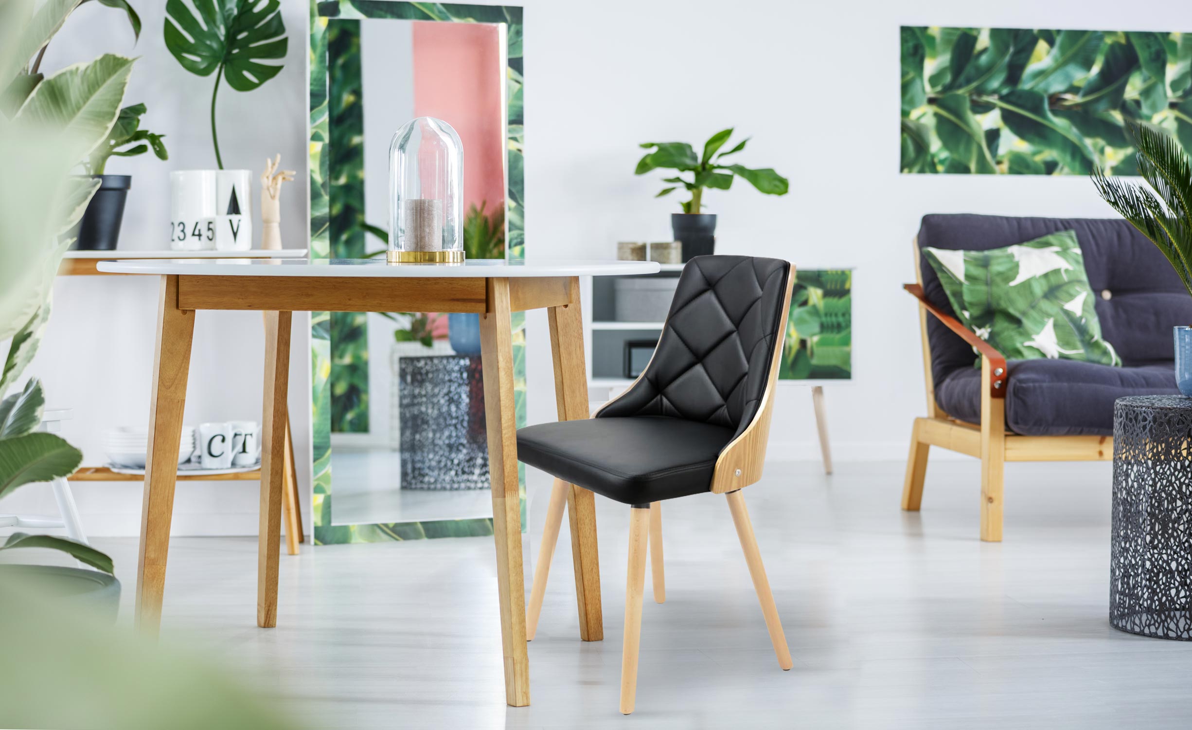 Lot de 6 chaises scandinaves Lalix Chêne Clair et Noir