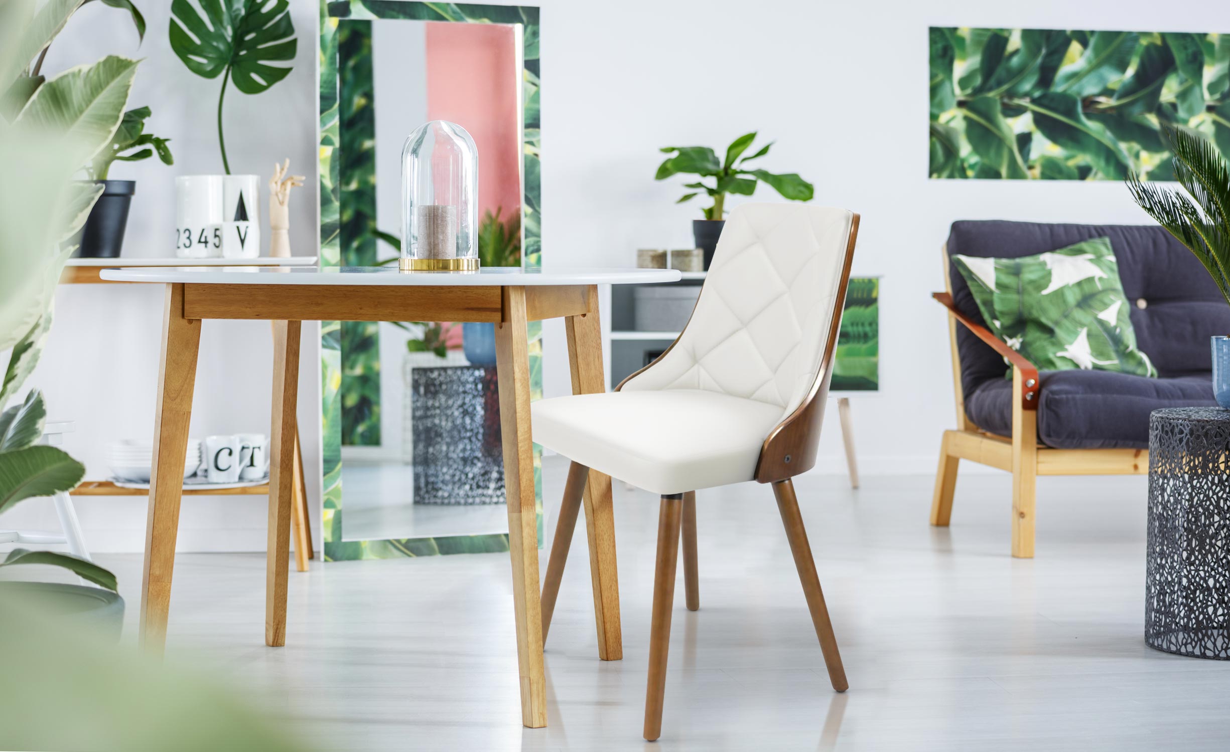 Lot de 6 chaises scandinaves Lalix Bois Noisette et Blanc