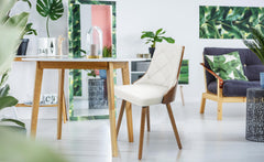 Lot de 6 chaises scandinaves Lalix Bois Noisette et Blanc