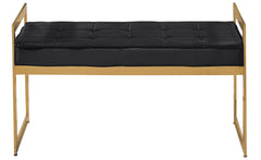 Banquette Lady Velours Noir pieds Or