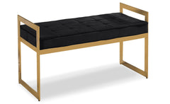 Banquette Lady Velours Noir pieds Or