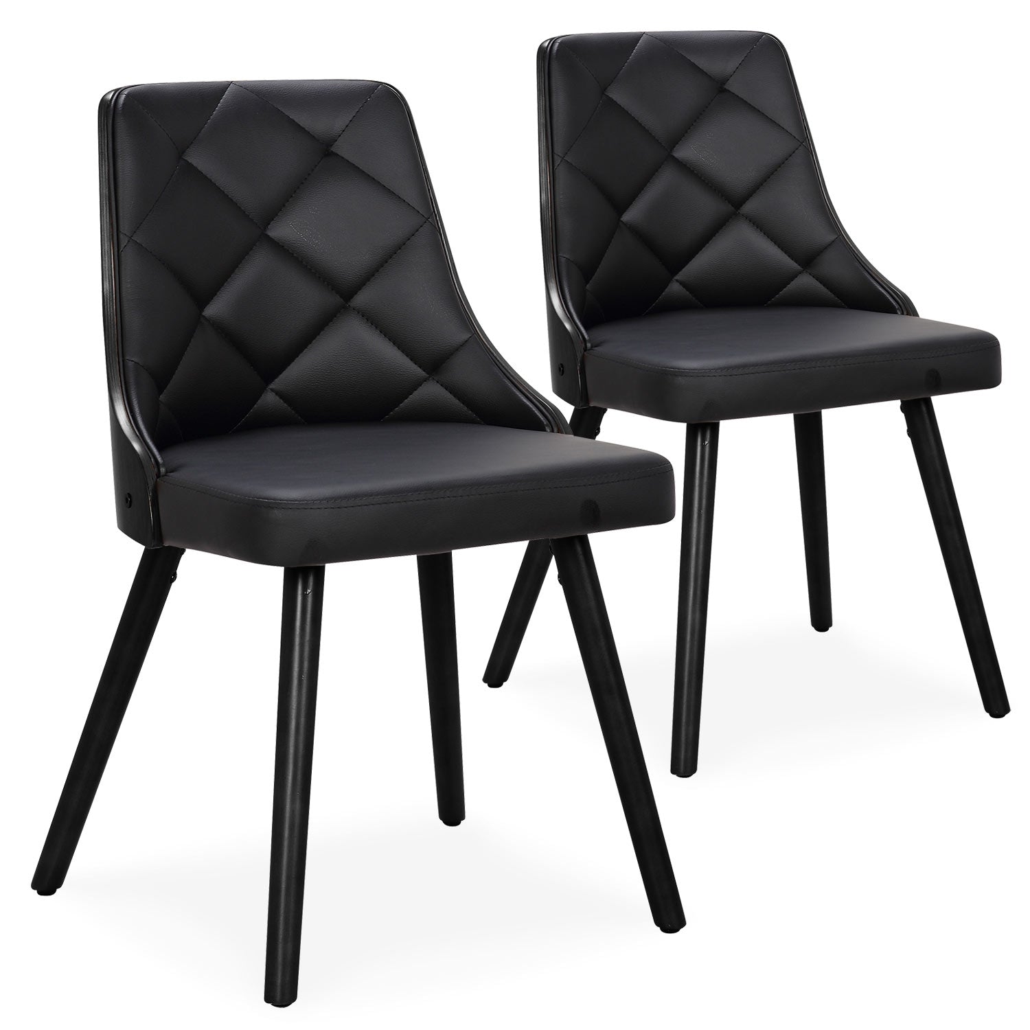 Lot de 2 chaises scandinaves Lalix Bois Noir et Simili Noir