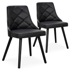 Lot de 2 chaises scandinaves Lalix Bois Noir et Simili Noir