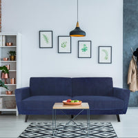 Canapé clic-clac Arilis en velours bleu