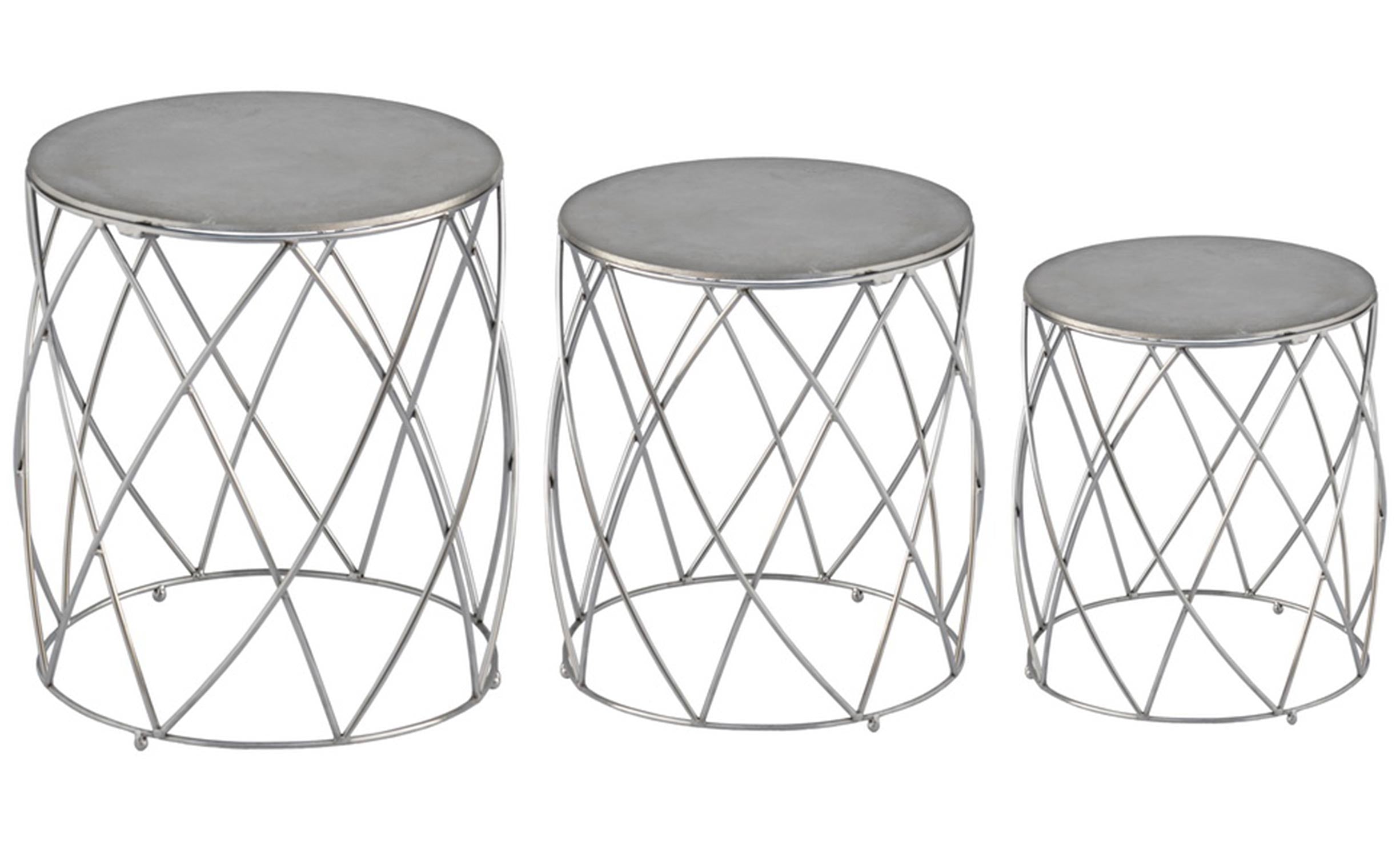 Set de 3 tabourets Lidie Nickel