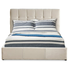 Lit double avec sommier relevable Babrin 160x200cm velours beige