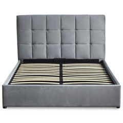 Lit double avec sommier relevable Babrin 160x200cm velours argent