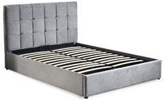 Lit double avec sommier relevable Babrin 160x200cm velours argent