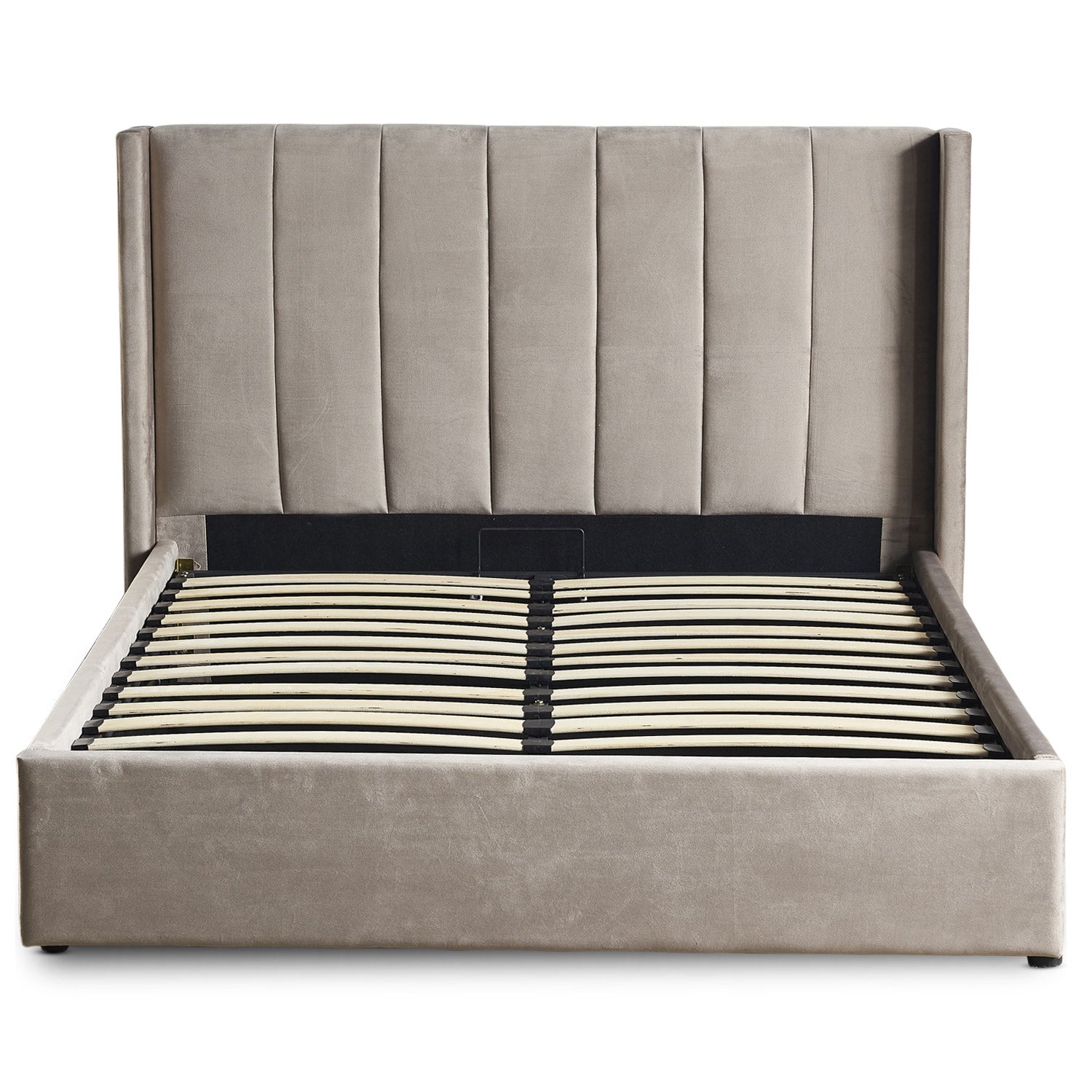 Lit double Magorial avec sommier relevable 160x200cm Velours Taupe