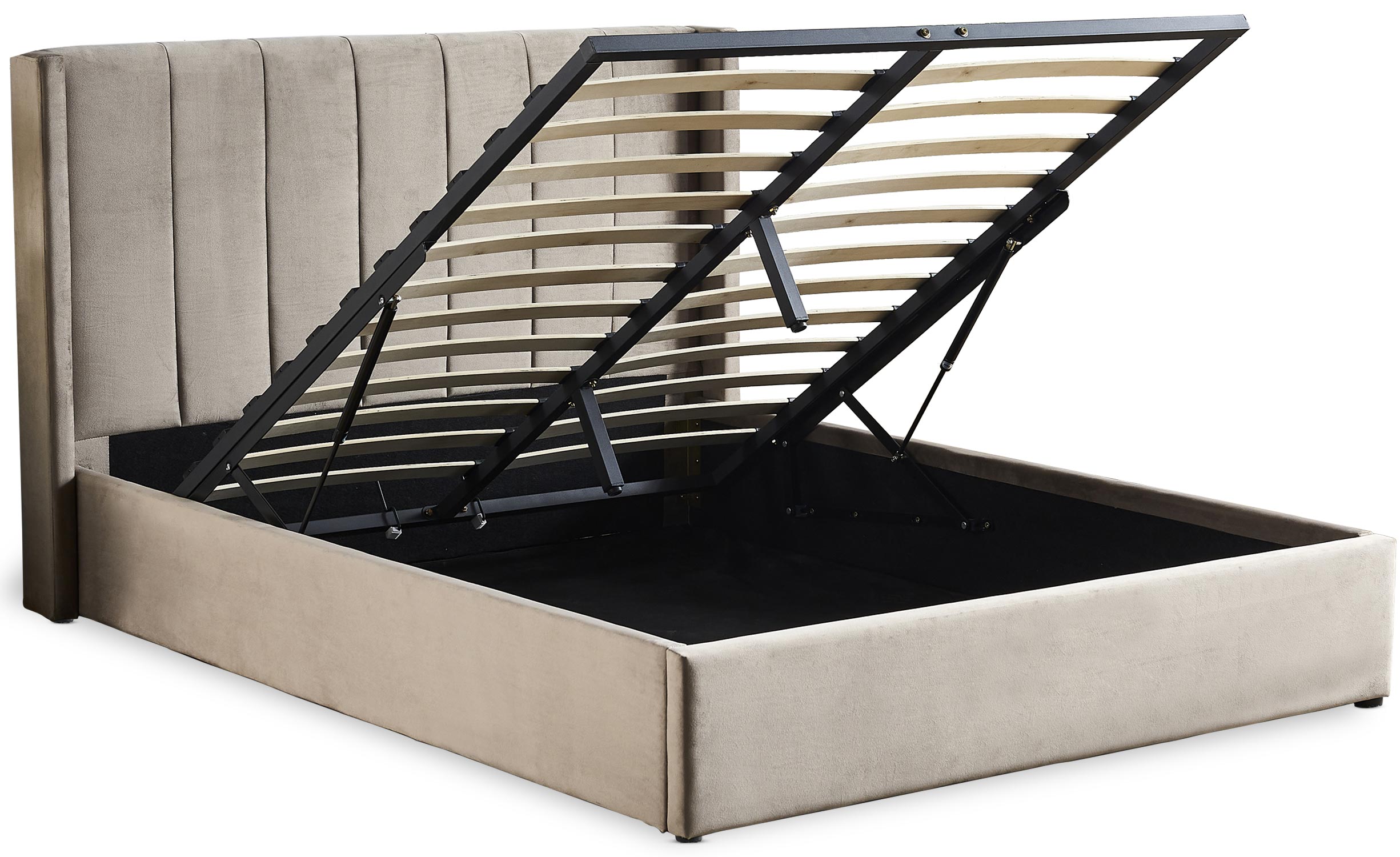 Lit double Magorial avec sommier relevable 160x200cm Velours Taupe